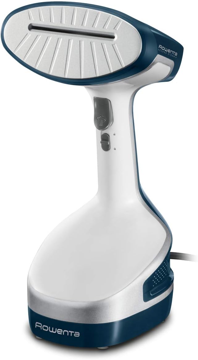 Rowenta Dr8100 Access Steam+ Stiratore Verticale, 1600 W Pronto in 40 Sec, Piastra Riscaldata, Rinfresca e Igienizza, Uccide Il 99,9% Dei Batteri, Rimuove Gli Odori, 3 Accessori, Plastica, Blu