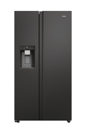 Haier Side by Side 90 SERIE 5 Frigorifero Frigorifero/Total No Frost/Smart HON-App/Humidity Zone/XXL Contenuto utile/Silenzioso solo 36 dB (A) / Distributore di acqua e cubetti di ghiaccio / Acciaio inossidabile nero