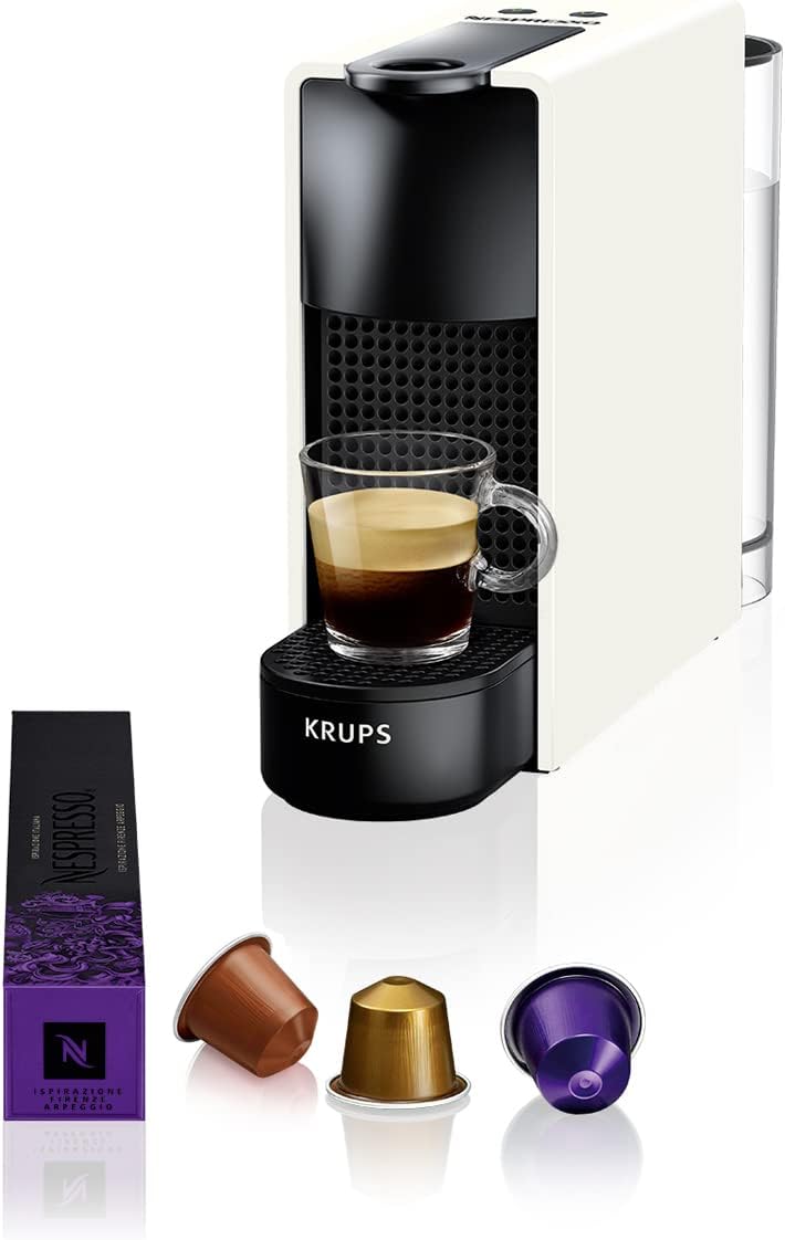 Nespresso Essenza Mini XN1101, Macchina da Caffè Krups, 2 Lunghezze, Eco Mode, Bianco