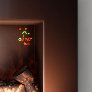 Cecotec Cheminée électrique Ready Warm 2200 Curved Flames. 2000W, 22", 2 niveaux de puissance, 20m2, Télécommande, Panneau curve en verre templé (35", Nero | Telecomando)