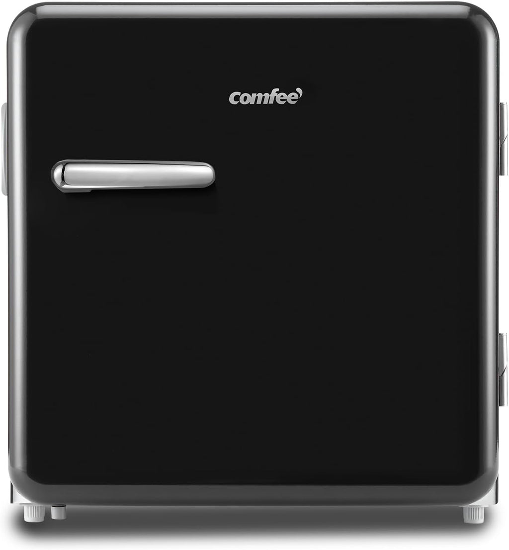 COMFEE' RCD50DK2RT(E) Frigorifero piccolo 47Litri, Design retrò, Mini frigo tavolo, Termostato regolabile, Silenzioso, Adatto a casa, ufficio e hotel, Nero