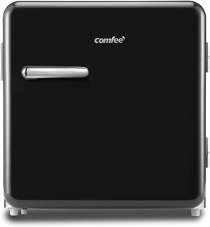 COMFEE' RCD50DK2RT(E) Frigorifero piccolo 47Litri, Design retrò, Mini frigo tavolo, Termostato regolabile, Silenzioso, Adatto a casa, ufficio e hotel, Nero