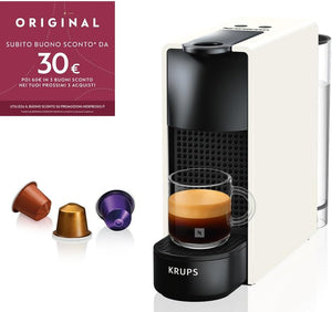 Nespresso Essenza Mini XN1101, Macchina da Caffè Krups, 2 Lunghezze, Eco Mode, Bianco