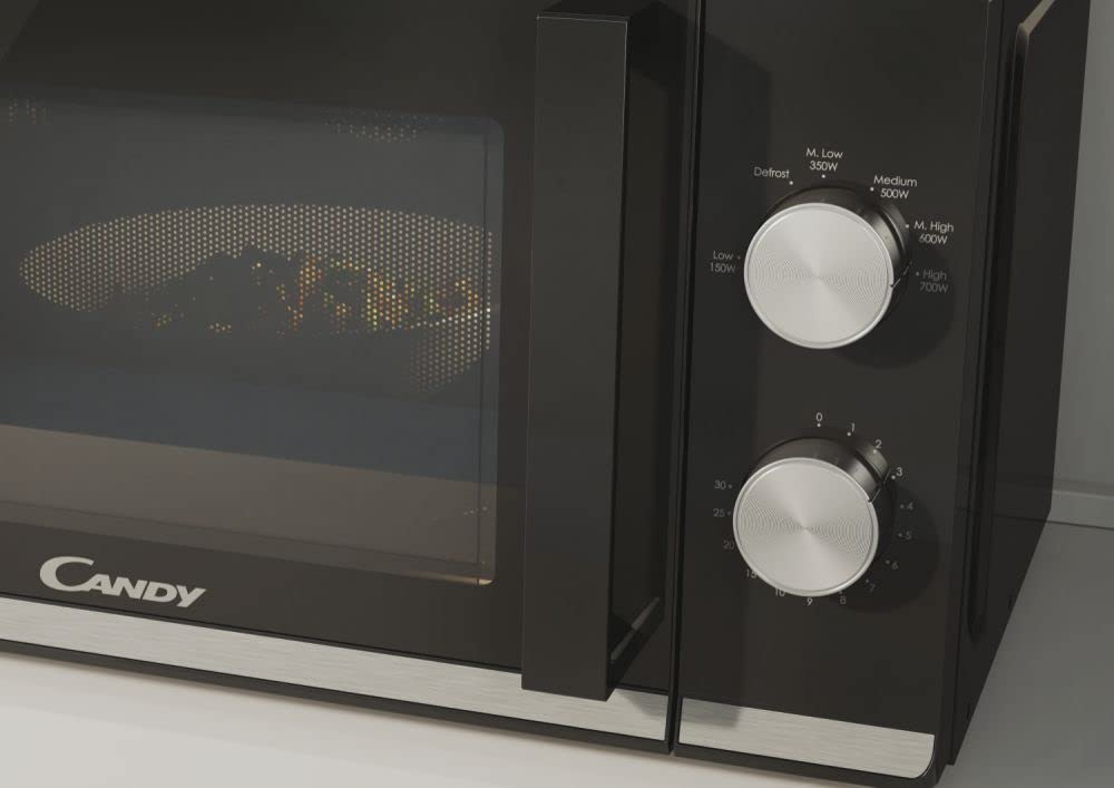 Candy Moderna Forno a Microonde 20 Litri, 700W, 6 Livelli di Potenza, Funzione Defrost, Timer e Segnale Acustico di Fine Cottura, App hOn, Libera Installazione, 45,2 x 34,6 x 26,2 cm, Nero - CMW20TNMB