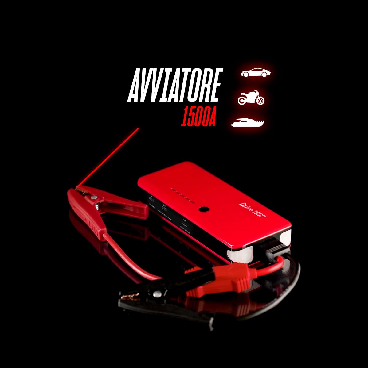 Telwin Drive Mini Avviatore Portatile e Power Bank, 1000A, Avviamento 12V