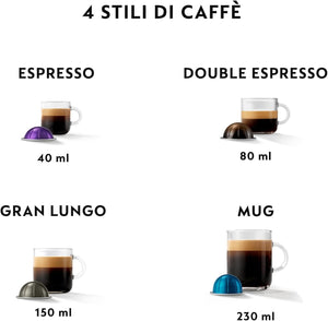 De'Longhi Nespresso Vertuo Pop ENV90.B, Macchina Caffè a Capsule con Tecnologia Centrifusion, 4 Formati in Tazza, Incluso Set di Benvenuto con 12 Capsule, 1260W, Liquorice Black