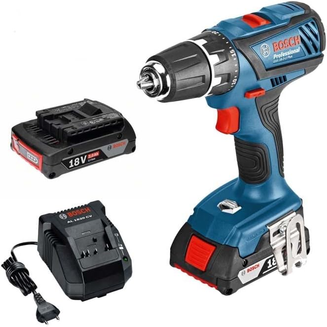 Bosch Professional Trapano-avvitatore a batteria GSR 18-2-LI,18V System, coppia di serraggio, max: 63/24 Nm, incl. 2 batterie da 2,0 Ah, caricabatteria GAL 18V-20, L-Case