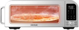 Cecotec Forno elettrico con Finestra per Pizze Fun Pizza&Co Forno Bravo. 2000 W, capacità 18 L, acciaio inox, design piatto per pizza a 9 porzioni, ventilatore a convezione, 15 modalità. Fornetto.