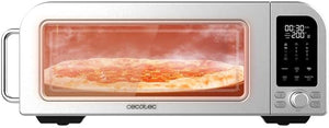 Cecotec Forno elettrico con Finestra per Pizze Fun Pizza&Co Forno Bravo. 2000 W, capacità 18 L, acciaio inox, design piatto per pizza a 9 porzioni, ventilatore a convezione, 15 modalità. Fornetto.