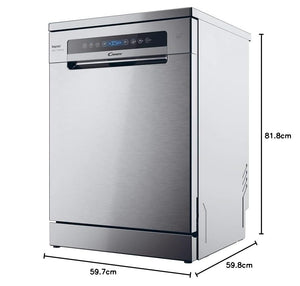 Candy Rapido' Lavastoviglie a Libera Installazione 60 cm, 14 Coperti, 8 Programmi, Connessione Wi-Fi, Partenza Ritardata fino a 24h, Motore Inverter, Classe C, 59,7 x 59,8 x 81,8 cm, Inox - CF 4C6F0X
