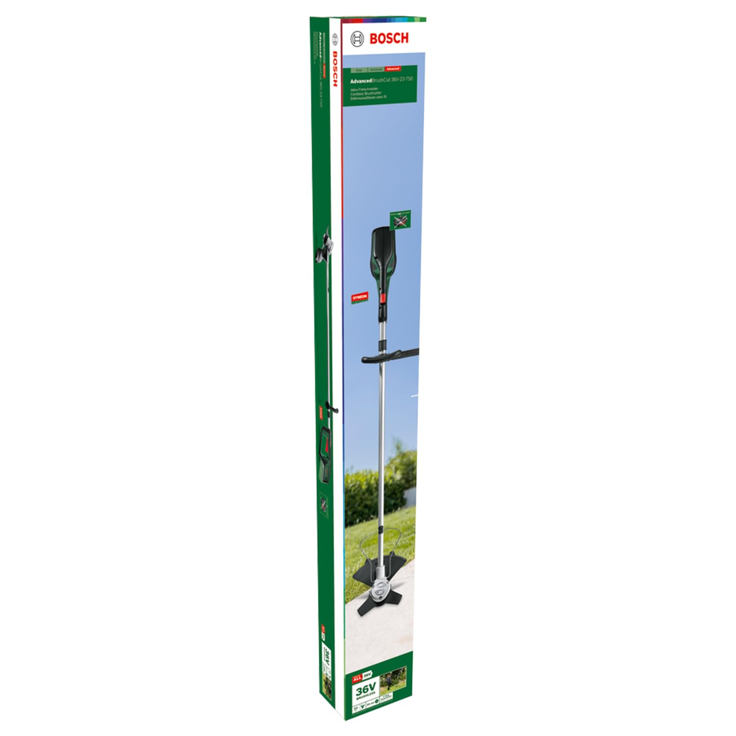 Bosch Decespugliatore AFS 23-37, Lama a 3 taglienti, bobina per fili da taglio, 3 fili da taglio, impugnatura supplementare, cuffia di protezione, confezione in cartone, potenza 1000 Watt