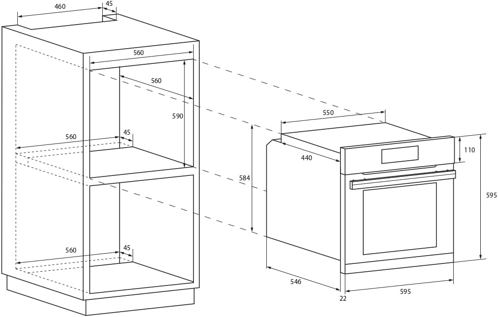 Candy FCS 100 X/E Forno Elettrico da Incasso, Statico, Capacità 70 Litri, Funzione Grill, 4 Programmi, 56.8x59.5x59.5 cm, Inox, Classe A