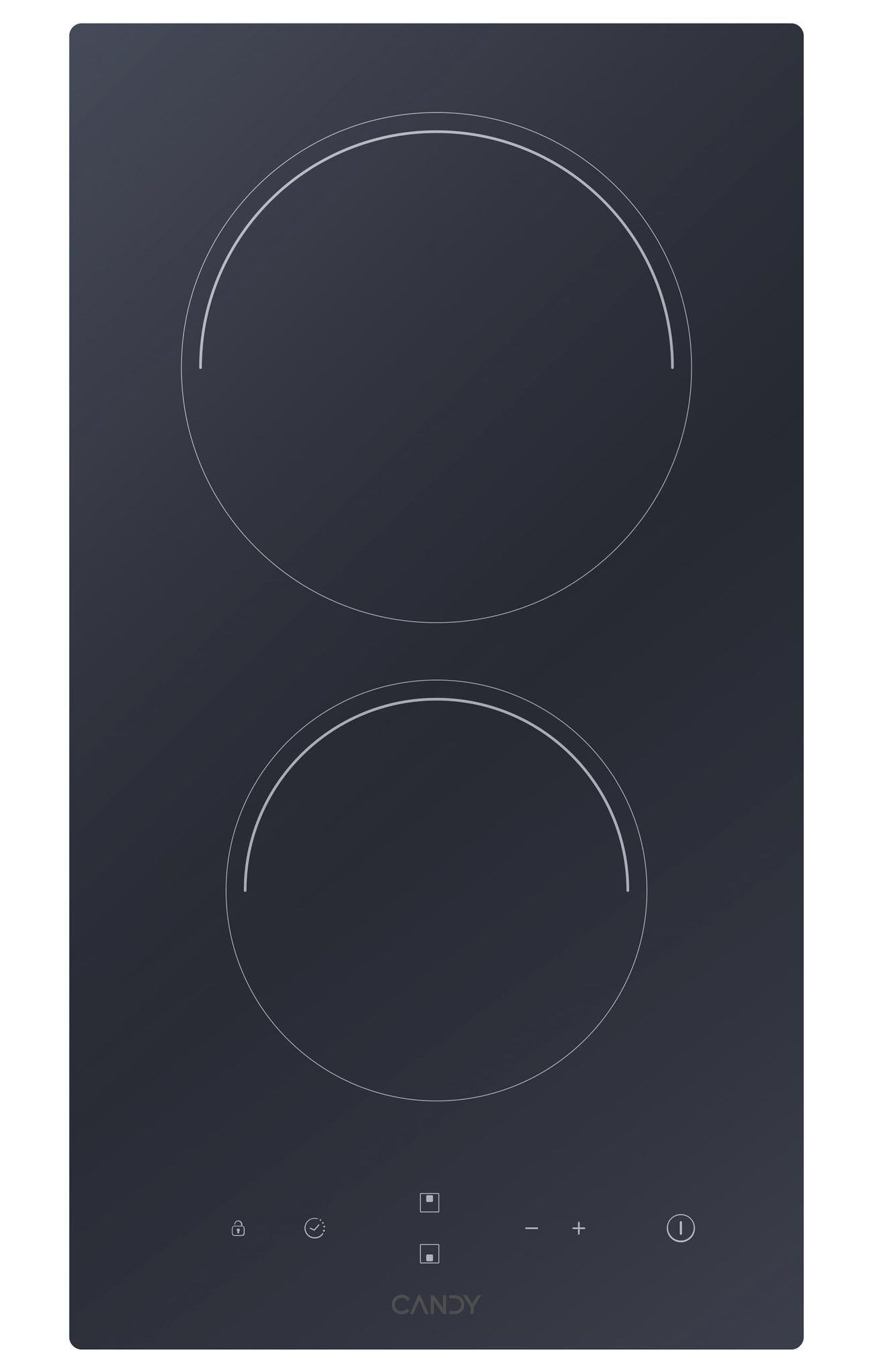 Candy CDH30 Piano Cottura, 2 Fuochi, Vetroceramica, 220-240V, Controllo Touch, Timer Elettrico, 28,8x52x5,5 cm, Nero
