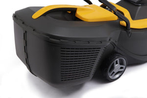 Stiga Tagliaerba a Batteria Collector 136e Kit, Per Giardini Fino a 250 m², Larghezza Taglio 34 cm, Batteria ePower da 20 V (2 x 2 Ah), 550 W, 2 Batterie e Caricatore Inclusi, giallo