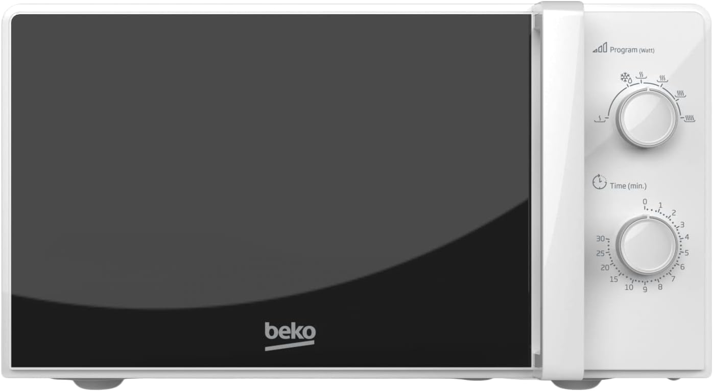 Beko - MOC20100WFB - Forno a Microonde, 5 Livelli Potenza, 20 Litri, 700 W, Libera Installazione, Timer 30 min - Bianco, 45,2 x 32,5 x h26,2 cm