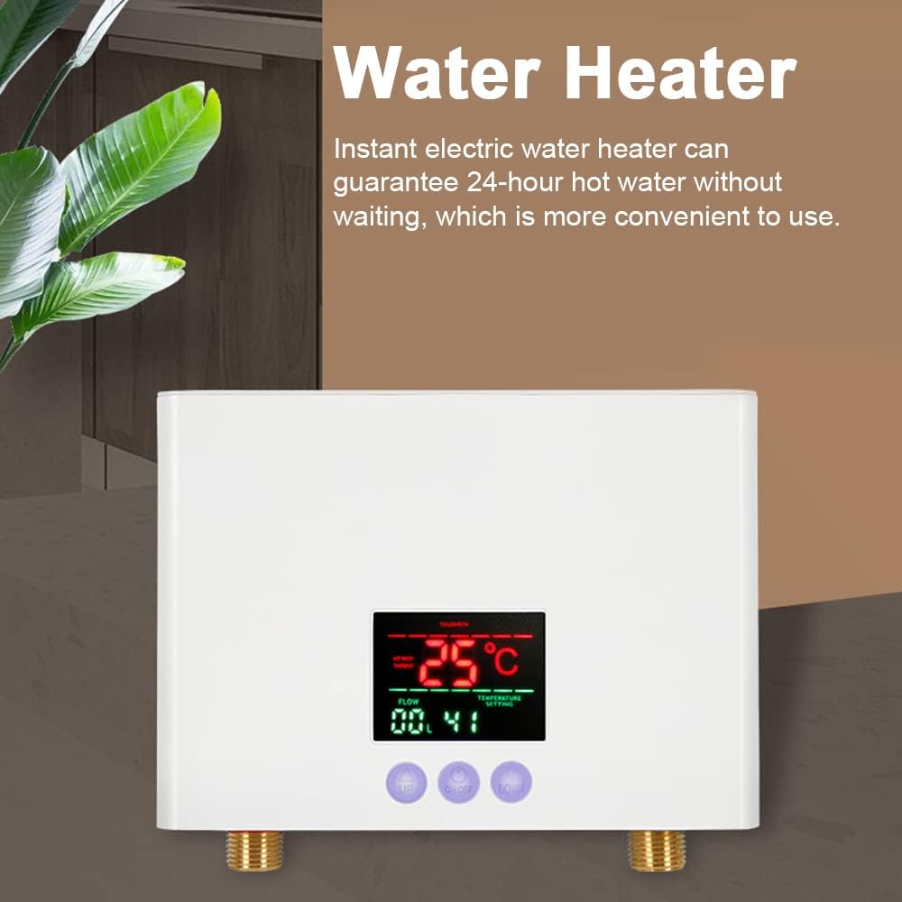 Mulcort Scaldabagno istantaneo 3KW Mini scaldabagno elettrico senza serbatoio a parete con display a LED Regolazione della temperatura a 3 livelli Telecomando per cucina di casa Bagno