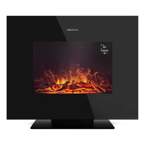 Cecotec Cheminée électrique Ready Warm 2200 Curved Flames. 2000W, 22", 2 niveaux de puissance, 20m2, Télécommande, Panneau curve en verre templé (35", Nero | Telecomando)
