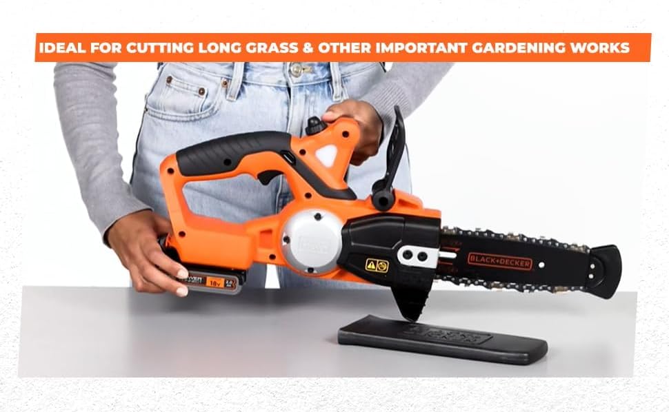 BLACK+DECKER, Elettrosega A Batteria Litio, Fino A 20 Cm Di Taglio, 18 V, 2.0 Ah, Nero Arancione. GKC1820L20-QW