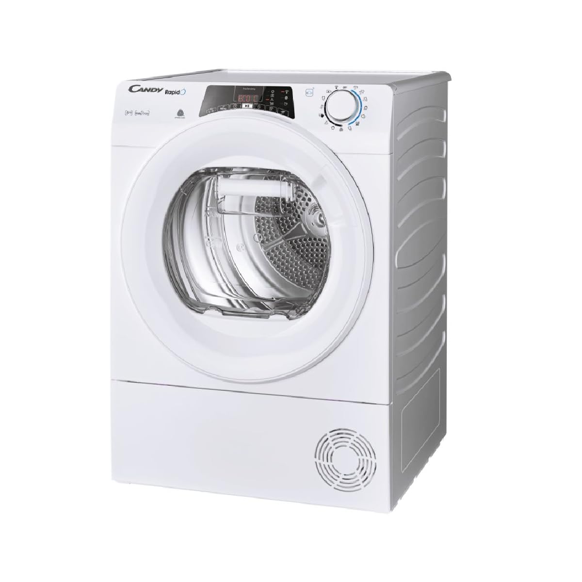 Candy RapidÓ ROE H8A2TE-S - Serbatoio per condensa Easycase da 8 kg, con indicatore ottico di riempimento direttamente in oblò/funzionamento intelligente con Wi-Fi moderno + Bluetooth