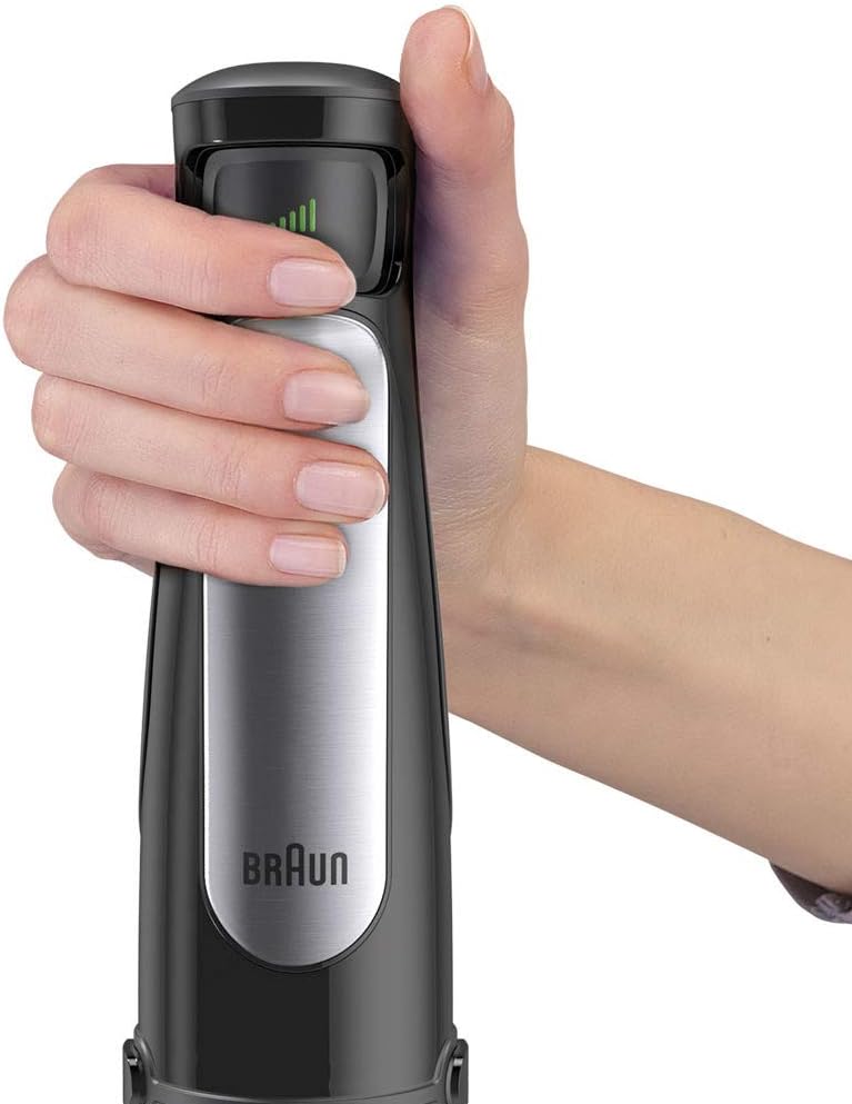Braun Multiquick7 MQ7087X, Minipimer Frullatore ad Immersione, Dotato di Ciotola Robot da 1,5L, Disco Patatine, Frusta a Filo, Schiacciapatate, Minitritatutto 350ml, e Bicchiere