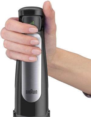 Braun Multiquick7 MQ7087X, Minipimer Frullatore ad Immersione, Dotato di Ciotola Robot da 1,5L, Disco Patatine, Frusta a Filo, Schiacciapatate, Minitritatutto 350ml, e Bicchiere