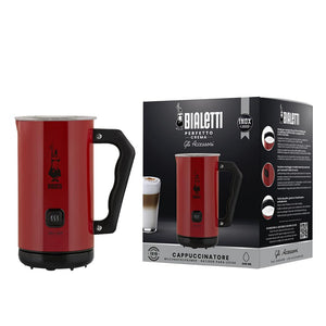 Bialetti Milk Frother Elettrico, Montalatte per Cappuccino, Capacità 150 ml Cappuccino o 300 ml Latte Caldo, Rosso