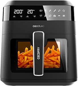 Cecotec Friggitrice ad Aria da 6 Litri Cecofry Experience Window 6000. 1300 W, Tecnologia PerfectCook, Temperatura regolabile, Finestra, pannello di controllo tattile, 9 modalità, Timer