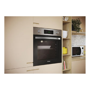 Candy Idea FIDC X605, Forno multifunzione, 65L, 2400W, 1 Vassoio e 2 Griglie, Ventilatore Radiale, 9 Funzioni, Timer, Display touch, Porta Doppio Vetro Rimovibile, Inox e Nero