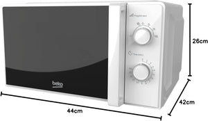Beko - MOC20100WFB - Forno a Microonde, 5 Livelli Potenza, 20 Litri, 700 W, Libera Installazione, Timer 30 min - Bianco, 45,2 x 32,5 x h26,2 cm