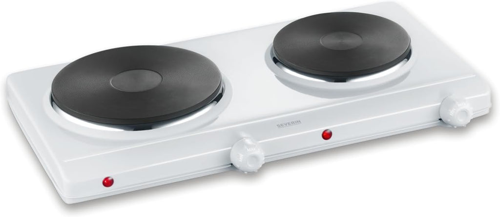 SEVERIN DK 1042 Fornello elettrico a due fuochi, Ø 18 cm x 1.500 W + Ø 15 cm x 1.000 W, Fondelli in ghisa indeformabili, Controllo in continuo della temp. con 2 termostati