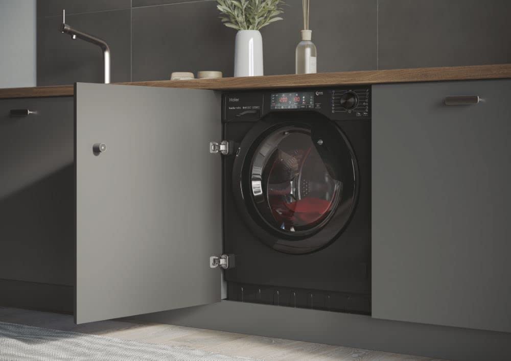 Haier SERIE 4 HWQ90B416FWBB - Lavatrice da incasso con carica frontale, 60 cm, classe di efficienza energetica A/funzione vapore, protezione acqua stop
