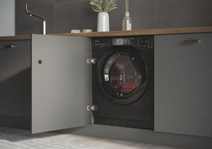 Haier SERIE 4 HWQ90B416FWBB - Lavatrice da incasso con carica frontale, 60 cm, classe di efficienza energetica A/funzione vapore, protezione acqua stop