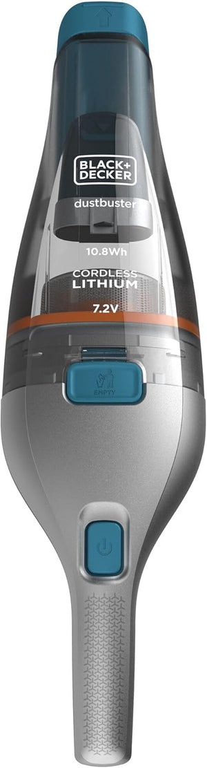 BLACK+DECKER, DUSTBUSTER 10.8 Wh (7.2 v - 1.5 Ah) - Tecnologia Litio - Doppio sistema di filtraggio - Capacità 385 ml. NVC215WA-QW