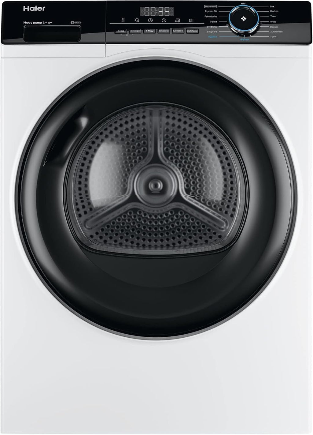 Haier I-PRO Serie 3 HD80-A2939 - Asciugatrice a pompa di calore, 8 kg/A++, motore inverter, 3 livelli di asciugatura selezionabili, tamburo in acciaio inox, programma di vapore I-Refresh