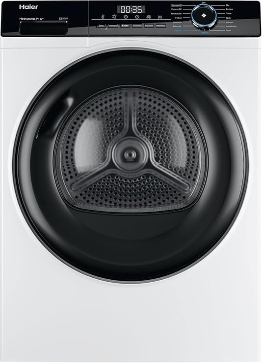 Haier I-PRO Serie 3 HD80-A2939 - Asciugatrice a pompa di calore, 8 kg/A++, motore inverter, 3 livelli di asciugatura selezionabili, tamburo in acciaio inox, programma di vapore I-Refresh