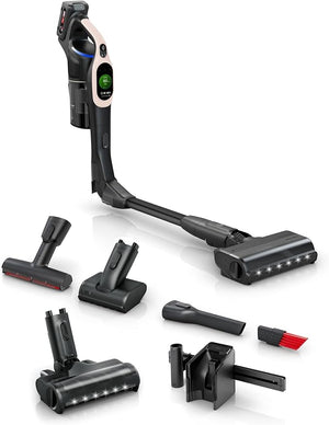Bosch Unlimited 10 BKS104RHF, Scopa Elettrica Ricaricabile, Batteria Ricaricabile da 4,0 Ah, Tecnologia MicroClean, Compressore Slider, Tubo Flessibile, Luci LED, Rosa Cipria