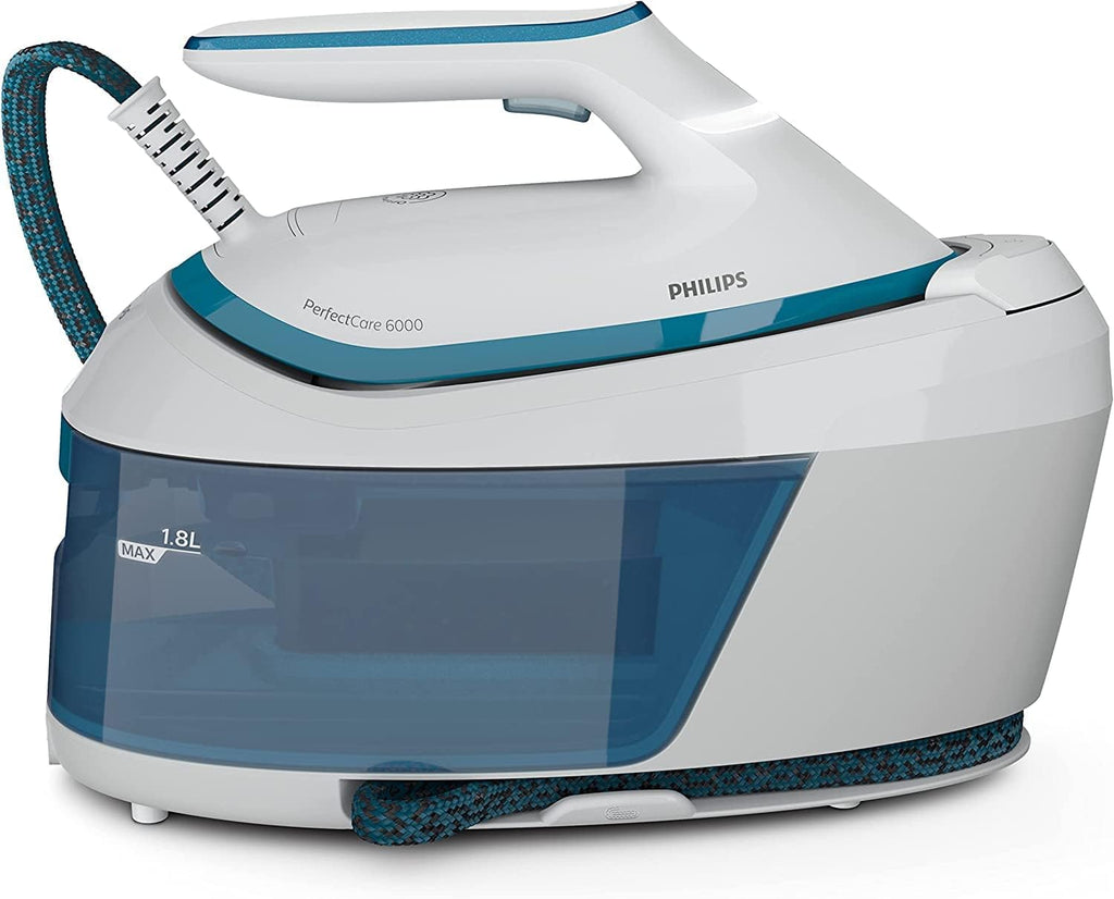 Philips PerfectCare Serie 6000 Generatore Di Vapore - 2400 W, 500 g Di Colpo Di Vapore, 6,5 Bar Di Pressione, Tecnologia OptimalTEMP, Serbatoio Da 1,8 l, Bianco/Blu (PSG6022/20)