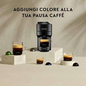 De'Longhi Nespresso Vertuo Pop ENV90.B, Macchina Caffè a Capsule con Tecnologia Centrifusion, 4 Formati in Tazza, Incluso Set di Benvenuto con 12 Capsule, 1260W, Liquorice Black