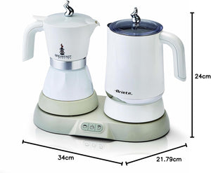 Ariete 1344 Breakfast Station - Moka elettrica - Bollitore - Montalatte a caldo e freddo - 5 funzioni - mantenimento caffè caldo - 500 Watt - Bianco