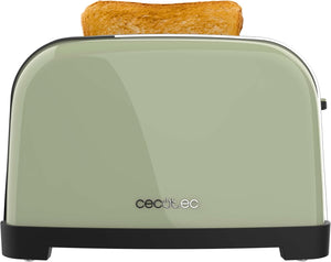 Cecotec Tostapane verticale Toastin' time 1700 Double Green, 1700W, Doppia fessura corta e larga 3,8 cm, Barre superiori, Acciaio Inoss, Spegnimento e Pop-up Automatico, Raccogli-briciole