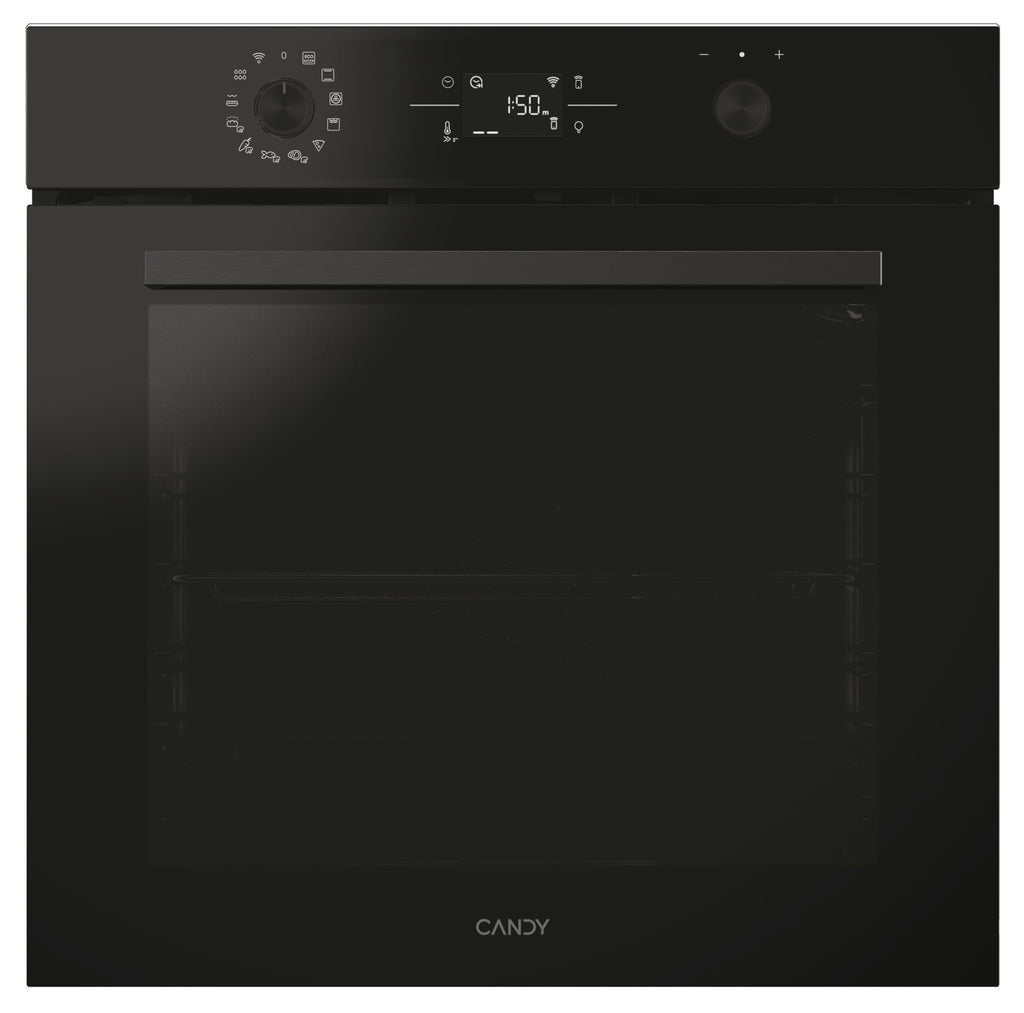 Candy C-Bake 600 CA6 NP5B3EHTB, forno multifunzione, 78 l, Wi-Fi, 2 vassoi e 1 griglia, pulizia idrolitica, convezione + ventilatore, 12 funzioni, comandi push&pull, porta doppia vetro, Full black