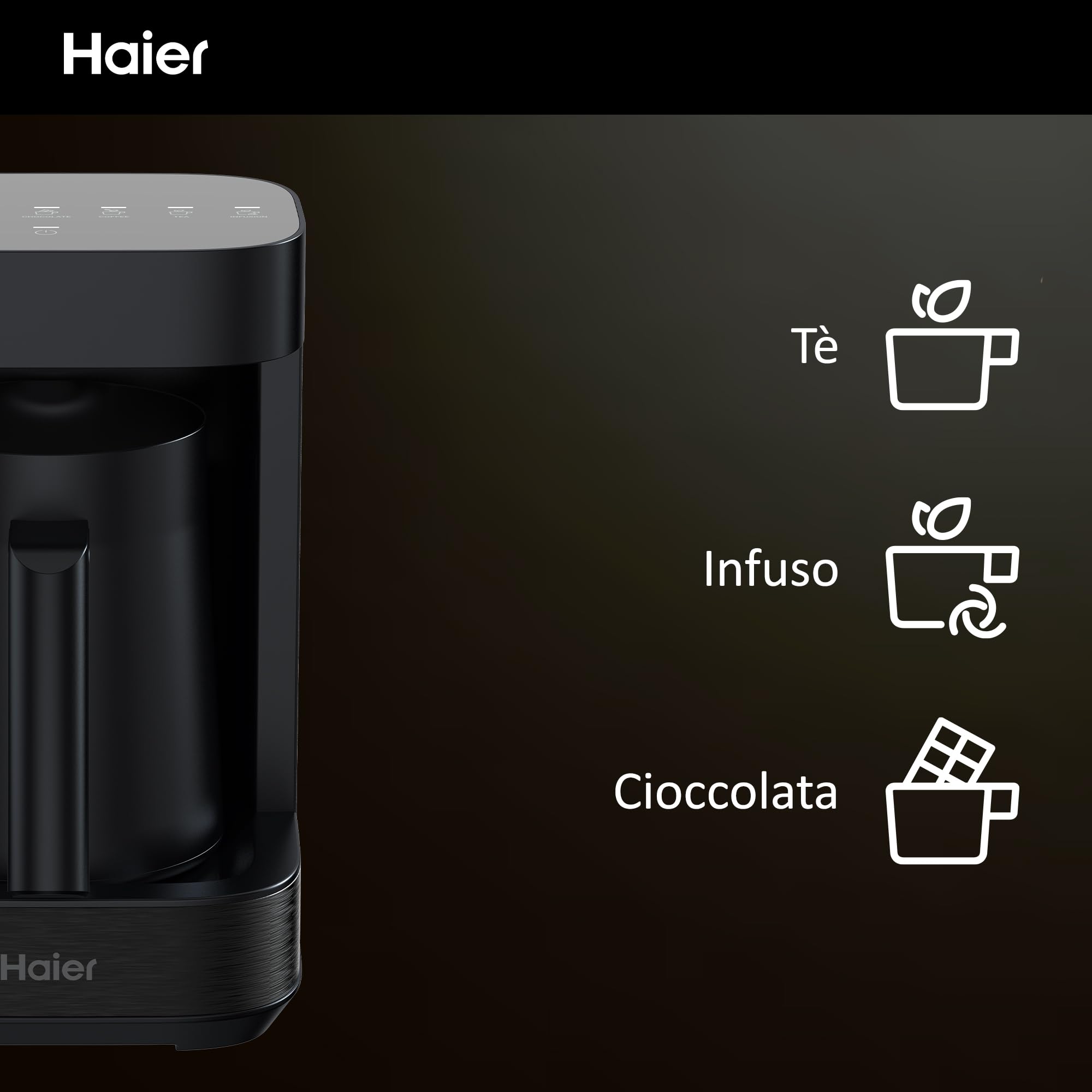 Haier Multi Beverage I-Master Serie 5, programmi multipli per caffè, cioccolata calda, tè e infusi [Nero]