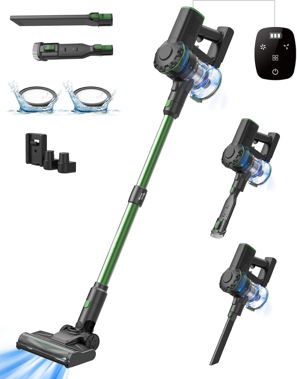 Vexilar V9PRO Aspirapolvere Senza Fili 40KPa Potente,Scopa Elettrica Senza Fili Potente 50minuti e display a LED,Scope elettriche,Aspirapolvere Portatile,Aspirapolvere per Pavimenti/Tappeti/Peli