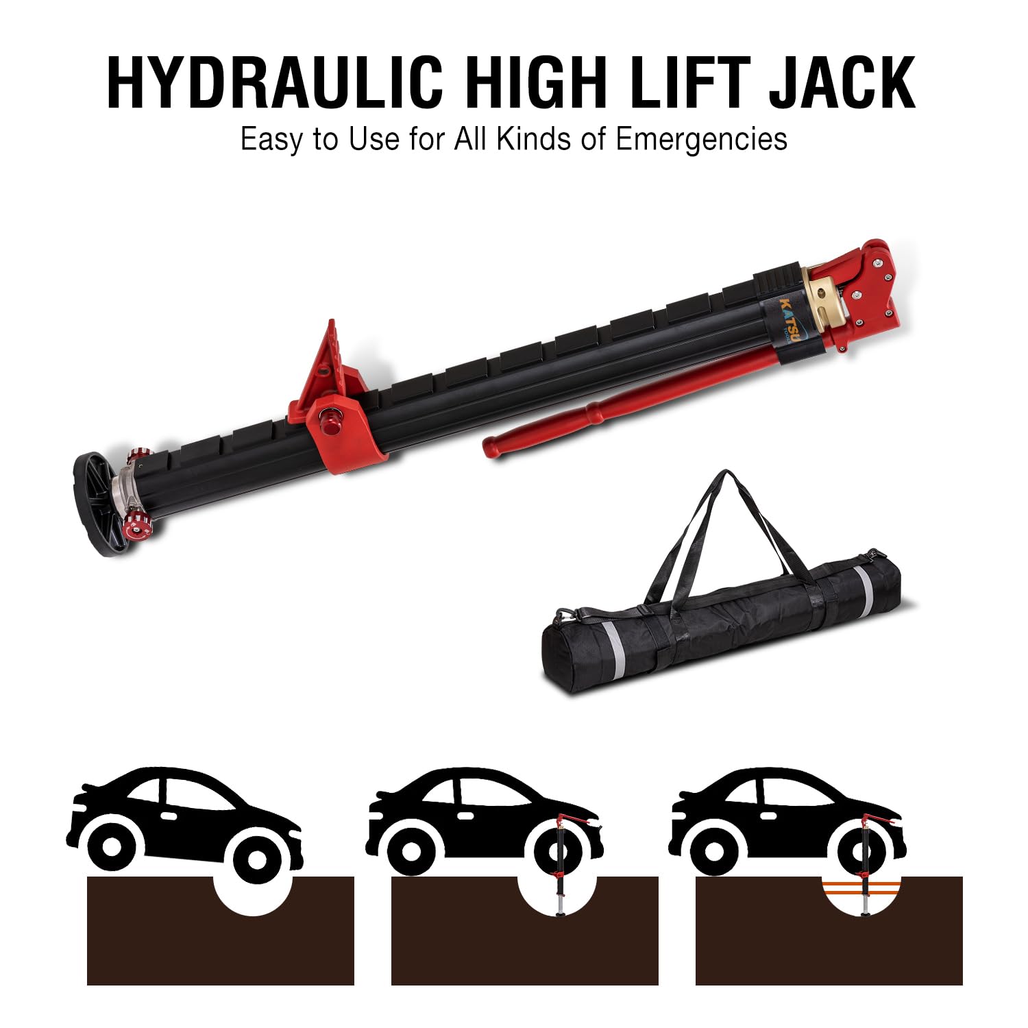 KATSU Farm Jack Heavy Duty 48" 1200 mm 3,5 Ton Capacità di Carico Offroad Martinetto Cricchetto ad Alto Sollevamento Cric Fuoristrada per ATV 4x4 Trattori Camion 161195