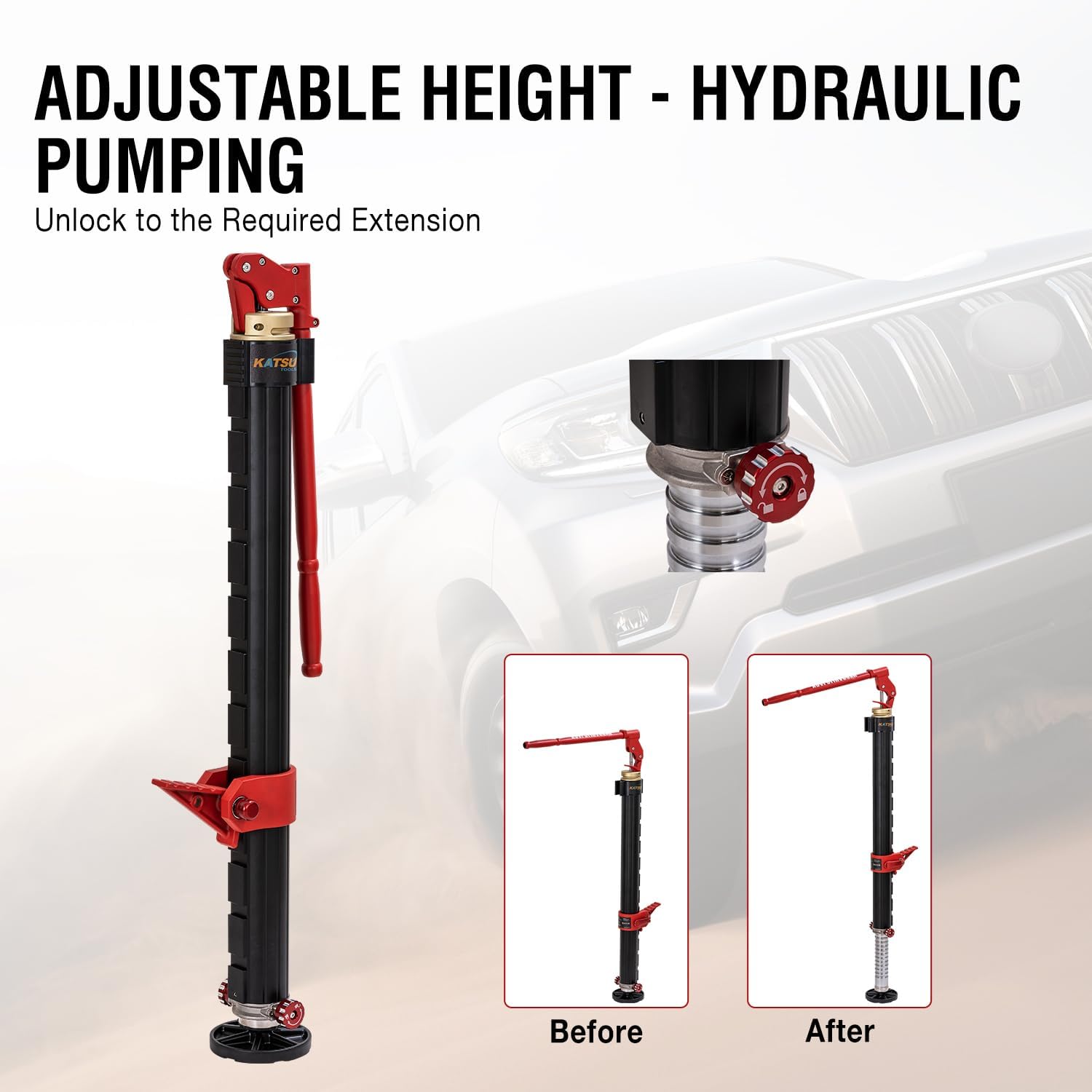 KATSU Tools Potente cric di recupero idraulico ad alta portata, capacità 2 tonnellate, per la movimentazione di carichi pesanti 4x4 fuoristrada trattore camion fattoria cric di soccorso