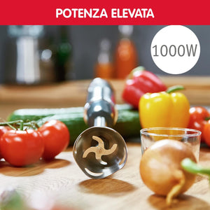 Moulinex DD6578 Quickchef 2in1 Frullatore a Immersione, 1000 W, Mixer con Tecnologia Powelix e 10 Velocità, 2 Accessori, Bicchiere 800 ml e Tritatutto 500 ml, Lame in Acciaio Inossidabile