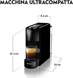 Nespresso Krups Essenza Mini - Macchina da Caffè a Capsule, Nero, 33 x 8.4 cm x 20.4 cm