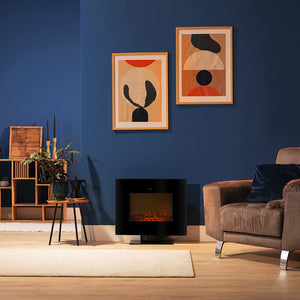 Cecotec Cheminée électrique Ready Warm 2200 Curved Flames. 2000W, 22", 2 niveaux de puissance, 20m2, Télécommande, Panneau curve en verre templé (35", Nero | Telecomando)