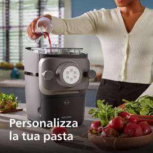 Philips Serie 7000 Macchina per la Pasta - Tecnologia ProExtrude, Pesatura Automatica, 8 Trafile, Impasto Perfetto, Facile da Pulire, Fino a 8 Porzioni, Nero (HR2665/93)