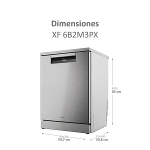 Haier I-Pro Shine Serie 5 XF 6B2M3PX - Lavastoviglie indipendente 60 cm, motore inverter, 16 posate, 3 vassoi, 10 cicli, Wi-Fi, App hOn, Maxi Tub, Powerwash, apertura automatica, 42 dB, inox